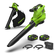 48V (24V x 2) Soffiatore / Aspirafoglie 386 km/h Gen. II - 2x Batterie 4Ah