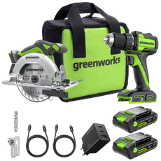 POWERALL 24V Trapano + Sega circolare Kit - 2x Batterie 2Ah