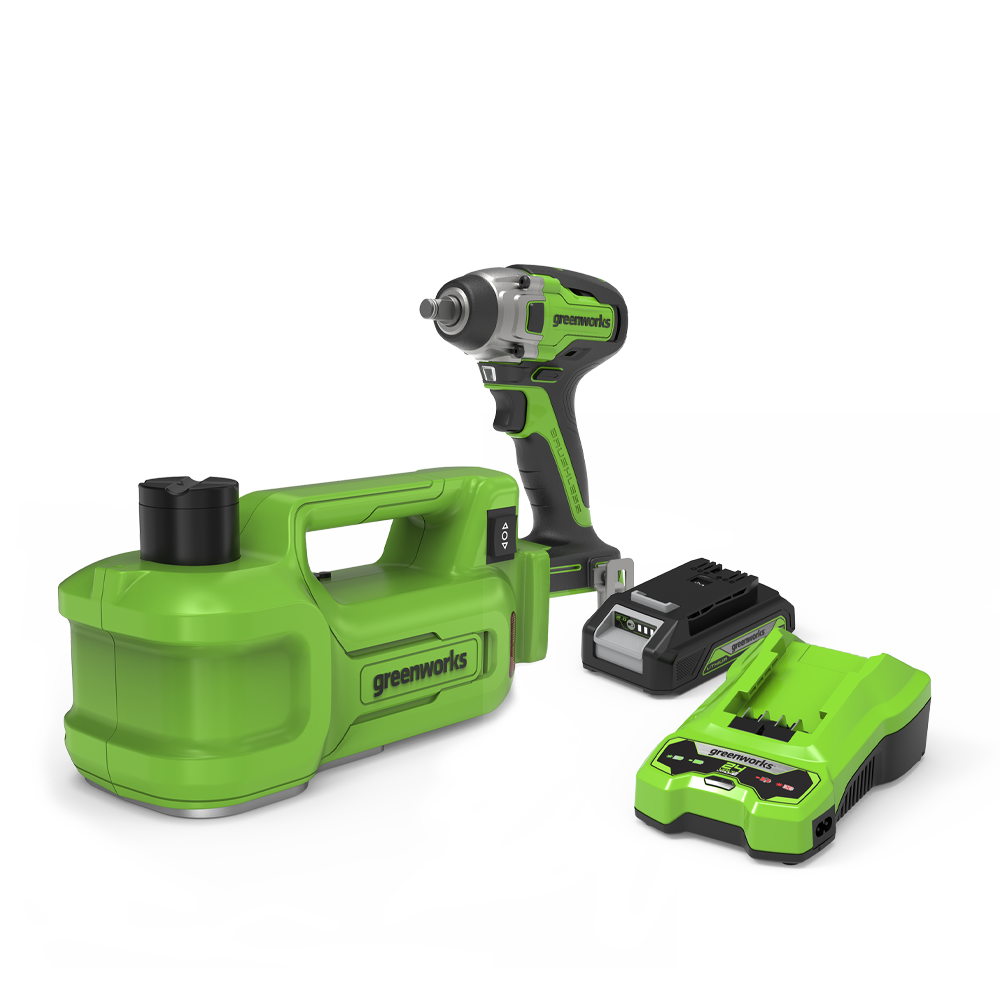 POWERALL 24V Set cambio gomme - Martinetto + Avvitatore a percussione 400Nm