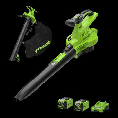 40V Soffiatore / Aspiratore per foglie 370 km/h - 2x Batterie 2Ah