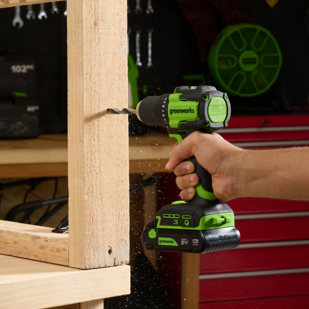 24V Trapano 45Nm + Avvitatore a percussione 220Nm Kit - 2x Batterie 2Ah