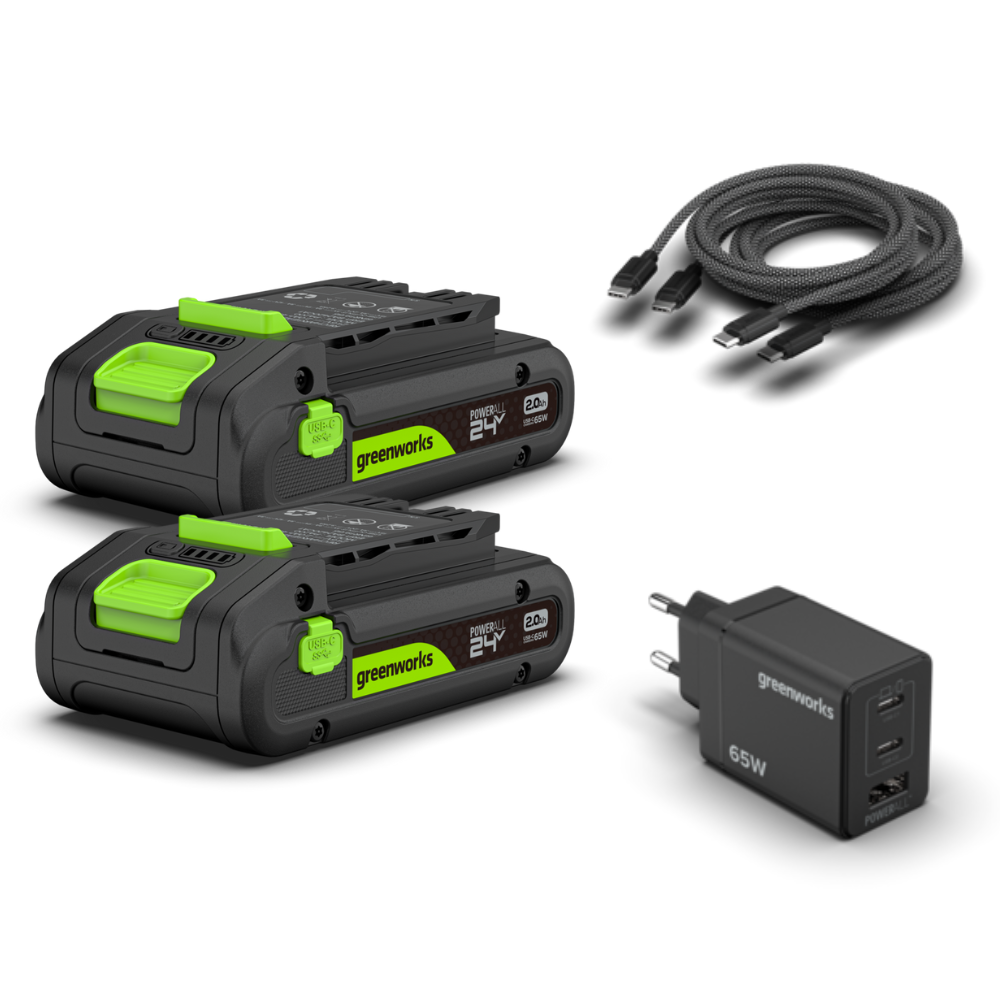POWERALL 24V Starter Kit 2x Batterie USB-C 2Ah + Caricatore 65W