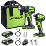 24V Trapano 45Nm + Avvitatore a percussione 220Nm Kit - 2x Batterie 2Ah