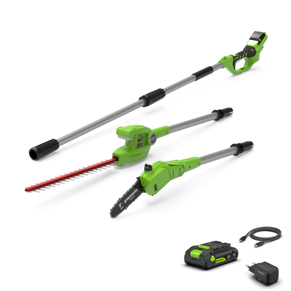 POWERALL 24V Potatore & Tagliasiepi a palo - Batteria 2Ah