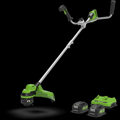 24V+24V Decespugliatore con impugnatura a manubrio 38cm - 2x Batterie 4Ah