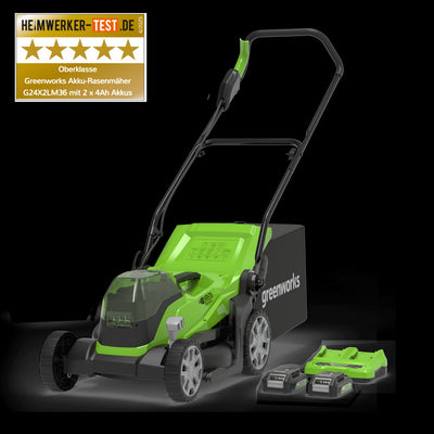 24V+24V Rasaerba 36cm - 2x Batterie 2Ah