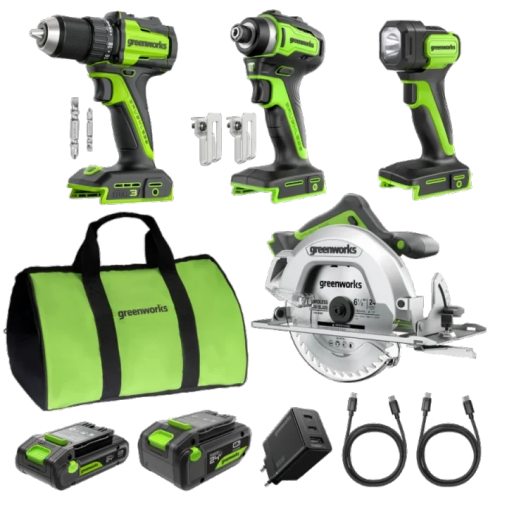 POWERALL 24V 4-Piece Power Tool Combo Set - 2 Batteries