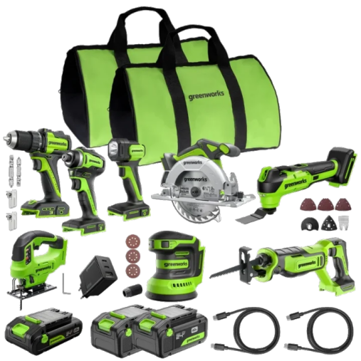 POWERALL 24V Kit elettroutensili 8 pezzi - 3 Batterie
